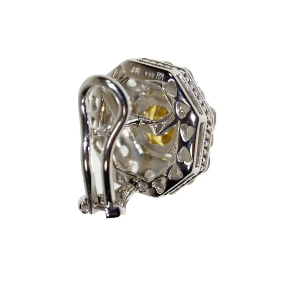Judith Ripka Bright Yellow Crystal and White Topaz Casablanca Stud Earrings - Picture 11 of 12